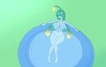  absurd_res areola big_breasts blue_body breasts elfdrago featureless_crotch female goo_creature goo_humanoid green_eyes green_hair green_sclera hair hi_res huge_breasts humanoid monster_girl_(genre) monster_musume navel nipples smile solo suu_(monster_musume) thick_thighs water 