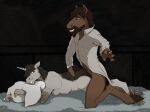  ambiguous_penetration anthro armwear bed clothing duo equid equine female furniture horn horse looking_at_another lying male male/female mammal nude on_bed on_front penetration pillow shirt side_view smile topwear unguligrade_anthro unicorn zafara_(artist) 