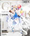  1girl artist_request blonde_hair blue_bow blue_eyes blue_footwear blue_ribbon blush bow bow_dress braid breasts character_name commentary_request copyright_name dress dress_lift eyebrows_visible_through_hair french_braid girls_frontline gloves gun hair_ribbon high_heels highres long_hair looking_at_viewer official_art open_mouth ppsh-41 ppsh-41_(girls_frontline) ribbon small_breasts solo standing submachine_gun thighhighs weapon white_dress white_gloves white_headwear white_legwear 