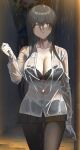  bra cleavage electriccross pantyhose see_through wet_clothes 