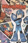  5boys android arm_cannon blue_eyes commentary cover drill_man elec_man energy_beam english_commentary fire_man helmet highres jordan_gibson male_focus mega_man:_fully_charged mega_man_(character) mega_man_(classic) mega_man_(series) multiple_boys official_art open_mouth punching signature skull_man_(mega_man) tetsuwan_atom weapon 