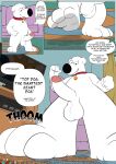  absurd_res brian_griffin canid canine canis domestic_dog english_text family_guy feet genitals giantboonehusky_(artist) hi_res macro mammal micro paws penis squeezing text 