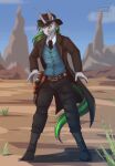  anthro boots clothing cowboy cowboy_boots cowboy_hat cowboy_outfit digital_drawing_(artwork) digital_media_(artwork) duel equid equine footwear friendship_is_magic gun gunslinger hasbro hat headgear headwear hi_res horn male mammal my_little_pony ranged_weapon ready_to_fire solo sunny_way unicorn weapon wild_west 