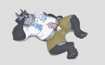  16:10 anthro bottomwear clothing genitals housamo lazy leaking_precum male neet overweight overweight_anthro overweight_male penis shirt shorts slightly_chubby solo toggle tokyo_afterschool_summoners topwear tsathoggua underwear video_games widescreen 