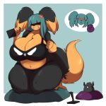  ambiguous_gender anthro avian bird breasts canid canine canis cleavage clothed clothing domestic_dog duo female gin-blade hair hi_res joystick mammal zoey_(jwinkz) 