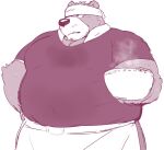  12beat13 2021 anthro apron bottomwear clothing cute_fangs kemono male mammal overweight overweight_anthro overweight_male pants shirt simple_background solo topwear ursid white_background 