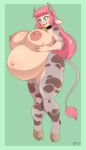  animal_humanoid areola belly big_belly big_breasts blush bovid bovid_humanoid bovine bovine_humanoid breasts cattle_humanoid female hi_res holding_breast horn horned_humanoid huge_breasts humanoid mammal mammal_humanoid marrazan nipples nude pregnant solo 
