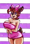  accessory anthro bedroom_eyes big_breasts bonkers_(series) breasts cervid cleavage clothed clothing disney fawn_deer female hair_accessory hair_bow hair_ribbon hi_res imaranx looking_at_viewer mammal minidress narrowed_eyes ribbons seductive solo 