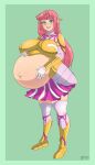  belly big_belly big_breasts breasts elf female hi_res humanoid humanoid_pointy_ears looking_at_viewer marrazan not_furry pregnant solo 