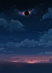  2others absurdres ambiguous_gender cloud cloudy_sky eclipse hati_98 highres holding_hands multiple_others night night_sky original outdoors scenery sky standing star_(sky) starry_sky very_wide_shot 