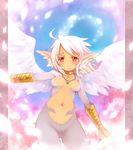  animal_ears bad_id bad_pixiv_id feathered_wings feathers harpy jewelry kito_(sorahate) monster_girl navel necklace red_eyes sekaiju_no_meikyuu short_hair solo white_hair wings 