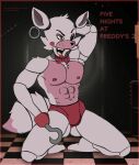  2014 brown_eyes canid canine cheesecaked ear_piercing five_nights_at_freddy&#039;s five_nights_at_freddy&#039;s_2 fox fur hi_res male mammal mangle_(fnaf) piercing solo video_games white_body white_fur 