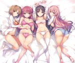  ass bra breast_hold cleavage dress_shirt horikita_suzune ichinose_honami kushida_kikyou no_bra open_shirt pantsu sakura_airi tagme thighhighs tomose_shunsaku youkoso_jitsuryoku_shijou_shugi_no_kyoushitsu_e 