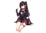  bandaid black_hair chain collar cross elbow_gloves garter gloves gothic hoshino_yuu_sama long_hair original red_eyes signed skirt stockings twintails white wristwear 