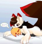  animated anthro bandanna bed bedding big_tail blanket canid canine canis clothing cuddling domestic_dog duo fluffy fluffy_tail fox fur furniture hair human kerchief licking lying male mammal neck_tuft nibbling on_bed open_mouth personal_grooming pillow ruuji sleeping soft tongue tongue_out tuft wolf 