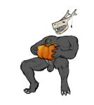  anthro bodily_fluids bone cervid cervine cum cum_inside demon dzel food fruit genital_fluids glass0milk looking_pleasured low_res male mammal moan muntjac muscular muscular_anthro muscular_male penetration plant pumpkin sitting skull skullhead solo thrusting 