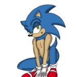  blue_body crouching eulipotyphlan genitals green_eyes hedgehog horndoggy23 humanoid male male/male mammal penis pinup pose solo sonic_the_hedgehog sonic_the_hedgehog_(series) 