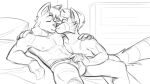  anthro briefs clothed clothing duo eyes_closed hand_on_shoulder hand_on_underwear hi_res inside kissing male male/male muscular muscular_male sebtheredpanda sketch topless underwear 