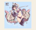  1girl absurdres beige_border black_hair blue_butterfly bra breasts bug butterfly butterfly_hair_ornament butterfly_on_hand cleavage clothes_pull commentary_request english_commentary floating flower full_body hair_ornament hamza_touijri haori highres holding holding_sword holding_weapon huge_filesize incredibly_absurdres insect japanese_clothes katana kimetsu_no_yaiba kochou_shinobu lace lace_bra lace_panties large_breasts lingerie multicolored_hair navel open_clothes panties pants pants_pull partially_submerged purple_bra purple_eyes purple_hair purple_panties shirt short_hair smile solo sword thigh_gap toned two-tone_hair underwear water weapon wet wet_clothes wet_shirt 