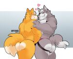  &lt;3 anthro barazoku blush butt canid canine canis clothed clothing duo eye_contact fox fox_mccloud fur grey_body grey_fur hi_res jockstrap looking_at_another male male/male mammal nintendo orange_body orange_fur rear_view schwarzfox star_fox underwear underwear_only video_games wolf wolf_o&#039;donnell 