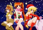  christmas fate_testarossa mahou_shoujo_lyrical_nanoha mahou_shoujo_lyrical_nanoha_strikers okuda_yasuhiro takamachi_nanoha yagami_hayate 