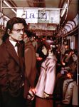  6+girls abe_yoshitoshi absurdres hair_ornament hairclip highres iwakura_lain multiple_boys multiple_girls official_art scan serial_experiments_lain train_interior vanishing_point 