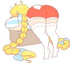  ass blonde_hair breasts curvy huge_ass long_hair simple_background theycallhimcake thick_thighs thighs very_long_hair white_background wide_hips 