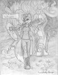  ambiguous_gender anthro black_and_white boots canid canine clothing combat_boots duo duster_coat english_text eye_patch eyewear farrow_(mutant:_year_zero) female fire footwear form_fitting fox fur grass gun hi_res holding_object holding_weapon humanoid jacket machine mammal monochrome mutant:_year_zero mutant_(franchise) patch_(fabric) plant ranged_weapon red_fox remarkably_average robot robot_humanoid shell_(projectile) shotgun shotgun_shell signature speech_bubble text topwear weapon weeds 