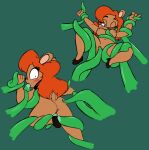  2019 anthro blush breasts brown_body brown_fur butt clothing female footwear footwear_only four-pundo fur genitals green_background hair hi_res julie_bruin mammal mostly_nude nipples oral oral_penetration orange_hair penetration pussy rear_view shoes shoes_only simple_background solo tentacle_in_mouth tentacle_in_pussy tentacle_penetration tentacle_sex tentacles tiny_toon_adventures ursid vaginal vaginal_penetration warner_brothers 