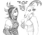  anthro bovid caprine demon dessert dialogue duo female food goat hladilnik ice_cream lucy_(hladilnik) mammal shay_(hladilnik) text 