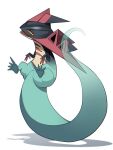  alu_drp claws commentary_request dragapult floating full_body gen_8_pokemon half-closed_eyes highres looking_at_viewer no_humans open_mouth pokemon pokemon_(creature) solo transparent_skin white_background 