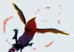  bird commentary_request fire fletchinder gen_6_pokemon grey_background highres no_humans open_mouth pokemon pokemon_(creature) simple_background solo talons yuro_(mangasukinoyuro) 