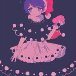  1girl bangs black_background blue_eyes blue_hair busujima_(kusahana) doremy_sweet dress gloves hat long_hair looking_to_the_side nightcap one-hour_drawing_challenge pom_pom_(clothes) short_hair simple_background solo tail touhou white_gloves 