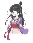  1girl ayasato_mayoi black_hair gyakuten_saiban hair_ornament half_updo japanese_clothes jewelry long_hair looking_at_viewer magatama necklace open_mouth ryuu_(toki) simple_background smile solo white_background 