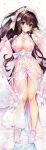  1girl absurdres alternate_costume blush bow breasts brown_eyes brown_hair carnelian censored cherry_blossoms dakimakura_(medium) flower hair_flower hair_ornament hairband heart heart_censor highres huge_filesize japanese_clothes kantai_collection kimono large_breasts lips long_hair looking_at_viewer navel nipples open_clothes open_kimono parted_lips petals ponytail see-through see-through_dress sidelocks solo yamato_(kancolle) 