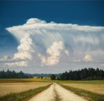  cloud cloud_focus cloudy_sky cumulonimbus_cloud dirt_road faux_traditional_media field flower forest justinas_vitkus landscape lithuania meadow nature no_humans original road rural scenery sky summer tree weeds wheat_field 