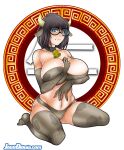  1girl absurdres animal_ears animal_print bangs bell black_hair breasts chinese_zodiac cow_ears cow_horns cow_print elbow_gloves full_body gloves hand_up highres hiroko_(living_with_hipstergirl_and_gamergirl) horns huge_breasts jago_dibuja living_with_hipstergirl_and_gamergirl medium_hair neck_bell panties print_gloves print_legwear print_panties shadow sitting solo underwear watermark web_address year_of_the_ox 