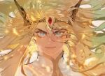  1boy blonde_hair blue_eyes closed_mouth commentary diadem english_commentary floating_hair forehead_jewel genderswap genderswap_(ftm) long_hair looking_at_viewer male_focus pigeon666 she-ra she-ra_and_the_princesses_of_power smile solo 