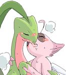  blush celebi duo eyes_closed female grovyle kissing male mikazuki_karasu nintendo plain_background pok&#233;mon pok&#233;mon_mystery_dungeon pokemon pokemon_mystery_dungeon shiny straight video_games white_background 