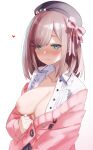  aumann breasts nijisanji nipples no_bra open_shirt suzuhara_ruru sweater 