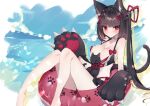  animal_ears bikini neko nekomimi nekura_poi swimsuits tail undressing wardrobe_malfunction 