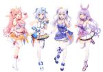  aliasing animal_ears aqua_eyes blue_hair blush boots bow breasts bunny_ears bunnygirl choker cleavage corset elbow_gloves enomiya_milk foxgirl garter gloves gray_hair group himesaki_yuzuru inuyama_tamaki long_hair male momoshiki_tsubaki navel necklace noripro orange_eyes pantyhose pink_hair purple_eyes purple_hair ribbons shirayuki_mishiro skirt tail thighhighs tiara tie trap twintails uniform white wink wristwear zettai_ryouiki 