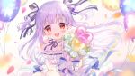  blush close dress flowers gloves long_hair mashiro_kanon mashiro_kanon_(channel) pointed_ears purple_hair red_eyes rose sakuro twintails 