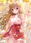  breasts detexted maeda_shiori miko nipples no_bra nopan open_shirt see_through skirt_lift twinbox twinbox_school 
