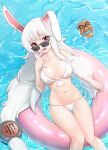  animal_ears bikini bunny_ears crusaders_quest megane open_shirt see_through swimsuits wet wet_clothes wweed 