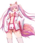  animal_ears laneigu no_bra open_shirt pantsu tail thighhighs 