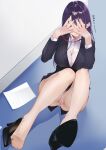  bra business_suit cleavage feet heels pantsu pantyhose poko_(user_nyfd7873) see_through skirt_lift 