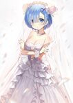  cleavage dress gaou_(matsulatte) macaron_taitei re_zero_kara_hajimeru_isekai_seikatsu rem_(re_zero) wedding_dress 