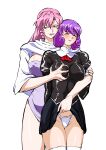  agent_aika aika_(series) black_delmo black_delmo_leader breast_grab erect_nipples hagen_neena mamesi_(suhk8583) no_bra pantsu skirt_lift thighhighs uniform yuri 