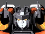  ark_line decepticon frown grey_background highres looking_at_viewer mecha no_humans portrait science_fiction shoulder_cannon solo starscream transformers transformers_armada upper_body 
